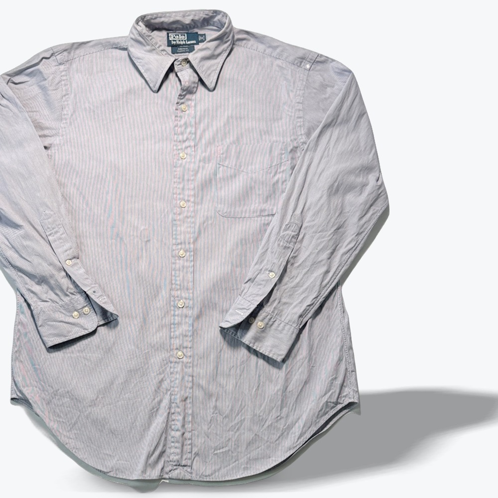 Polo Ralph Lauren Button Down Shirt Andrew Classic Fit Blue Stripe 16 32/33